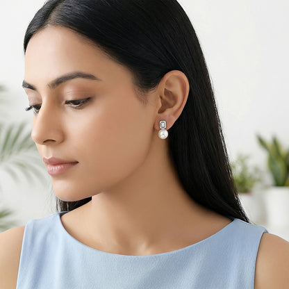 Silver Pearly Glam Earrings