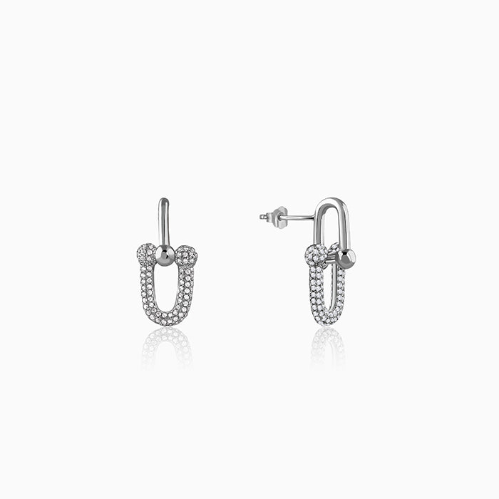 Silver Graduated Link Earrings