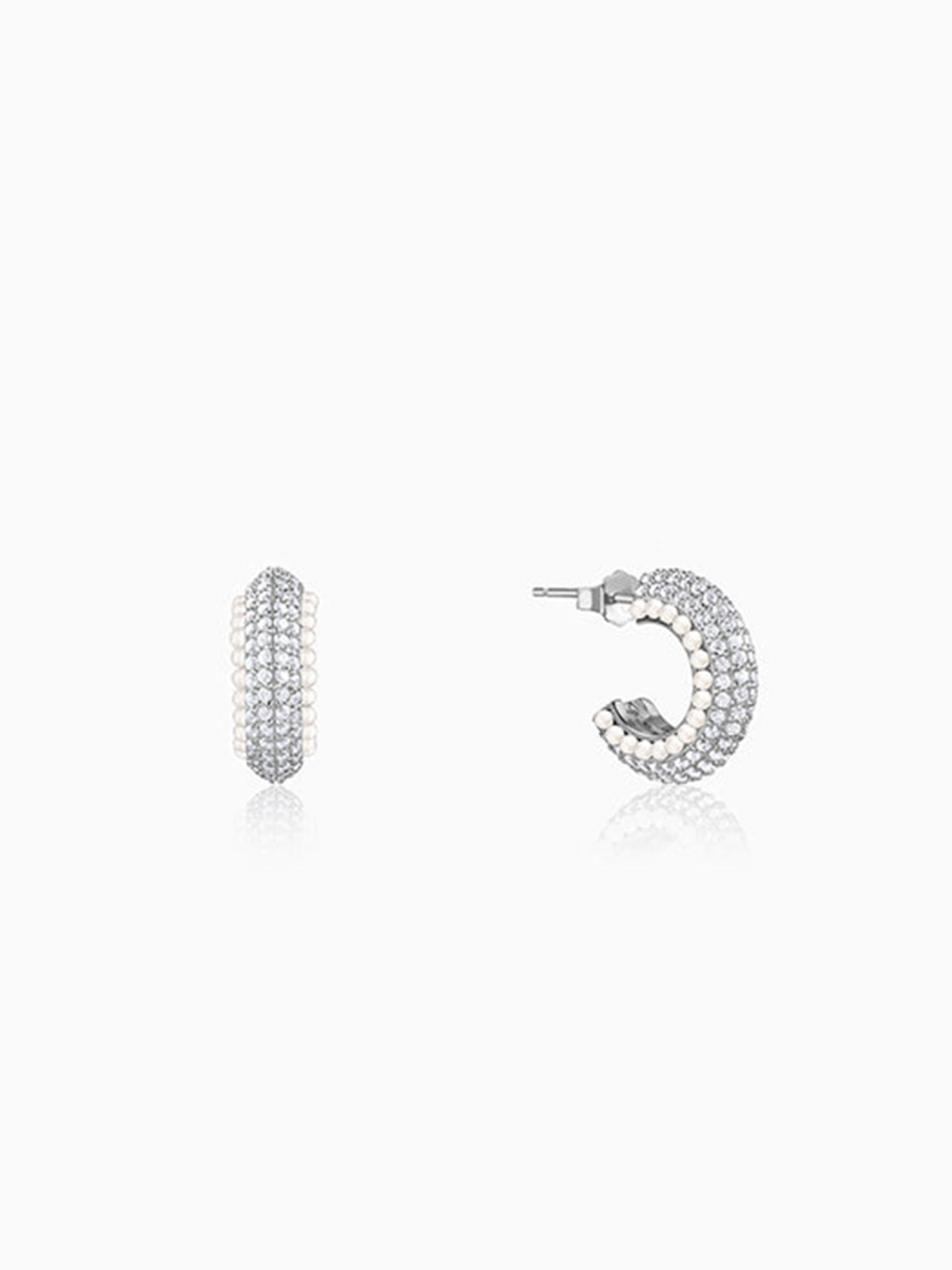 Silver Tribal J Hoop Earrings