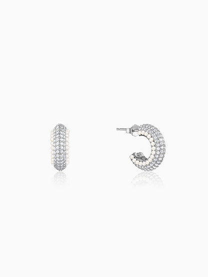 Silver Tribal J Hoop Earrings