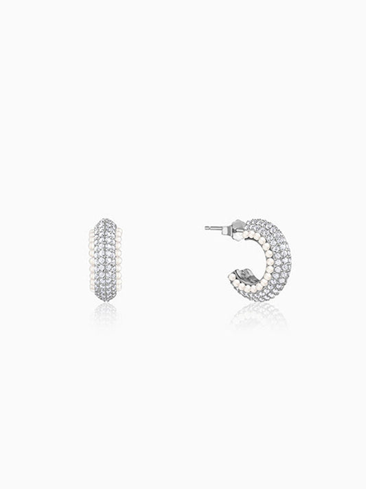 Silver Tribal J Hoop Earrings