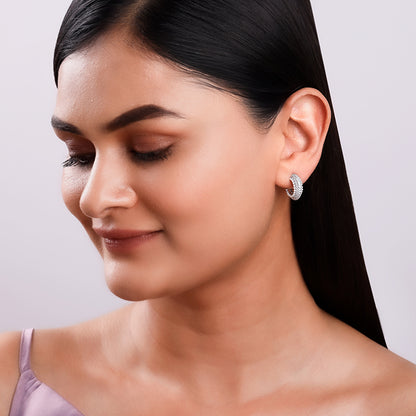 Silver Tribal J Hoop Earrings