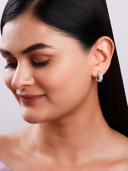 Silver Tribal J Hoop Earrings