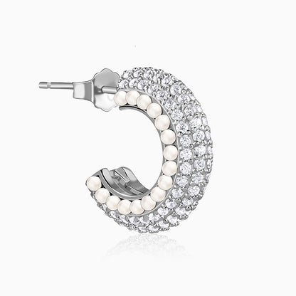 Silver Tribal J Hoop Earrings