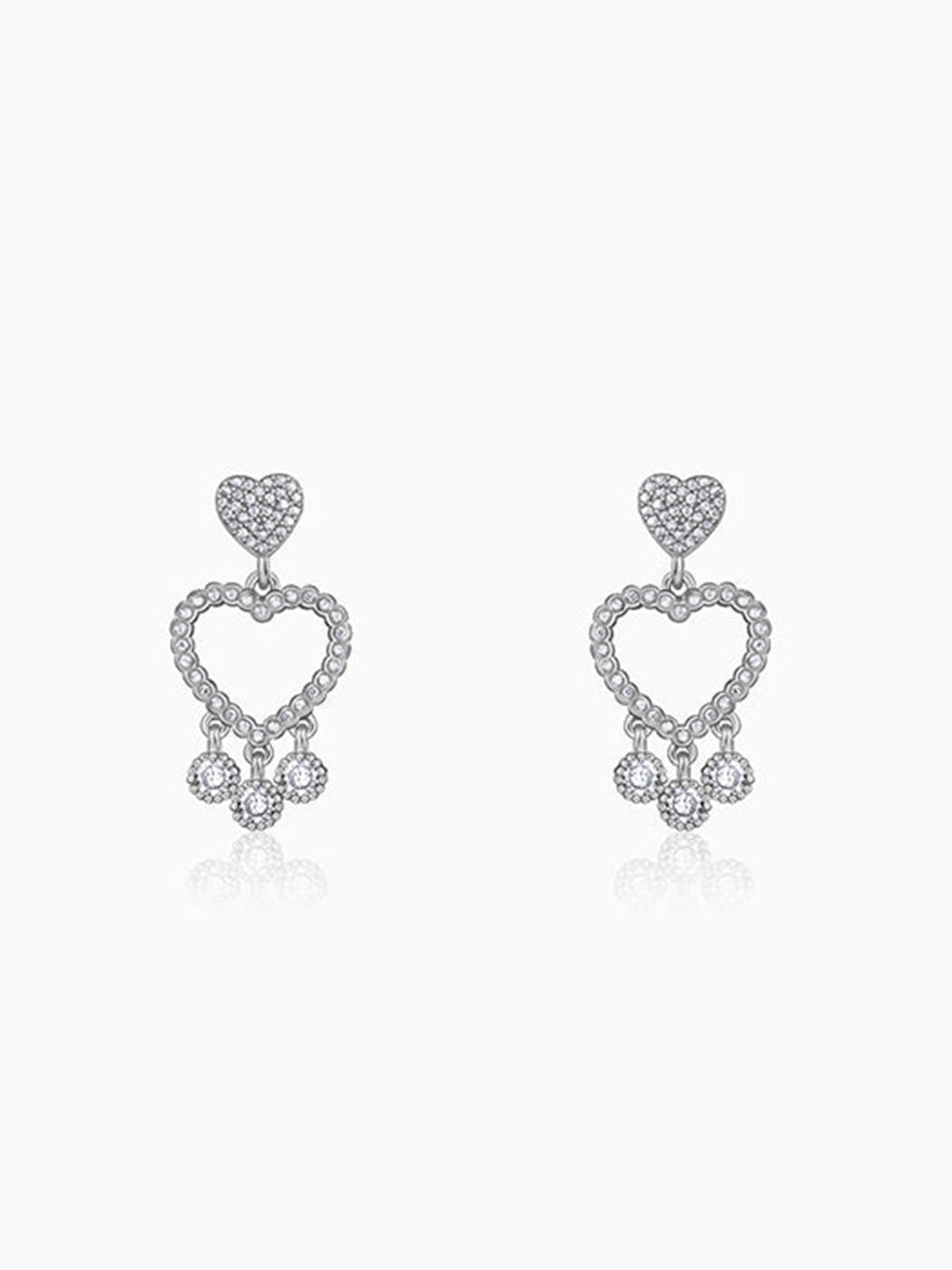 Silver Heart Dangler Earrings