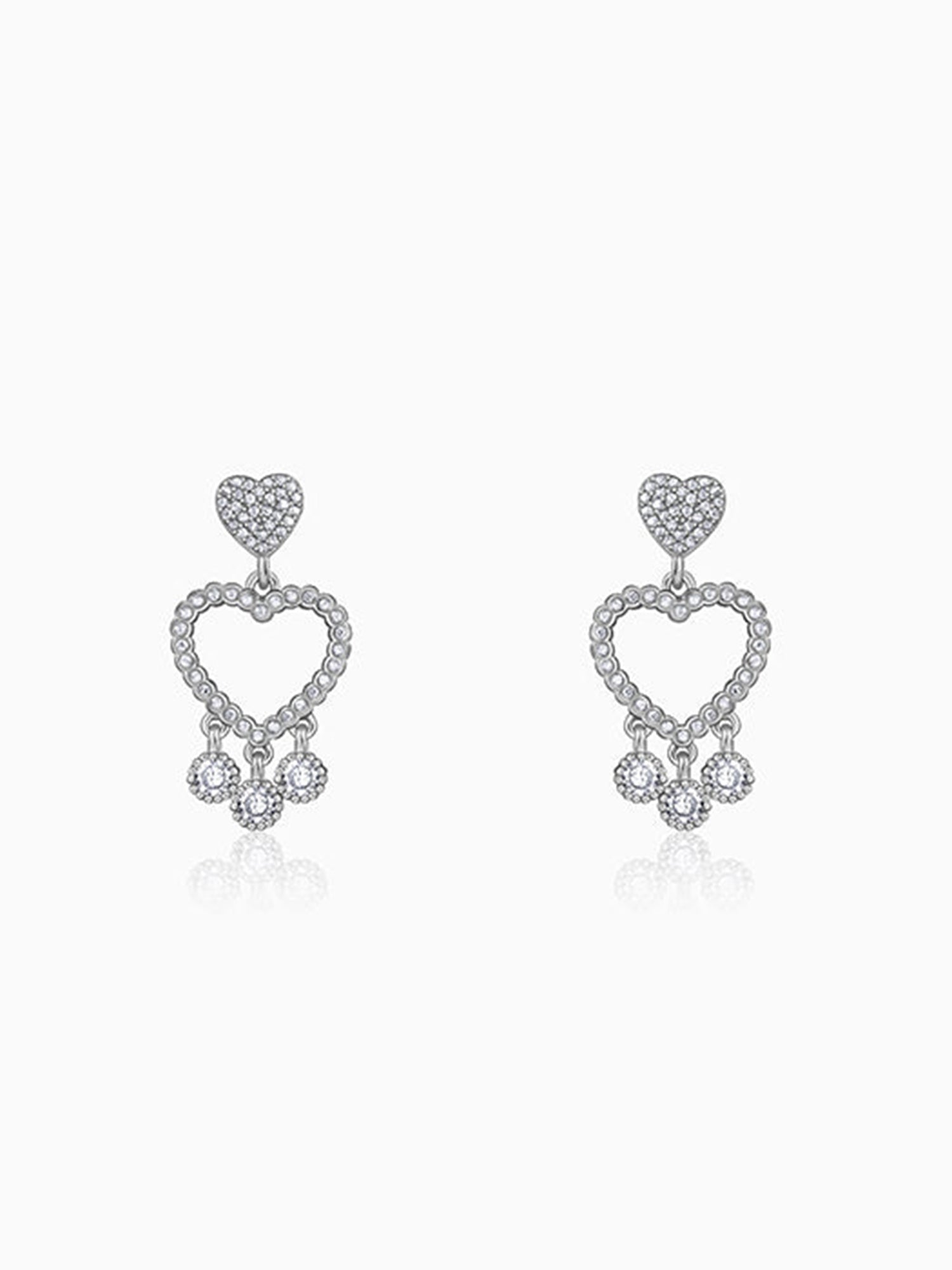 Silver Heart Dangler Earrings