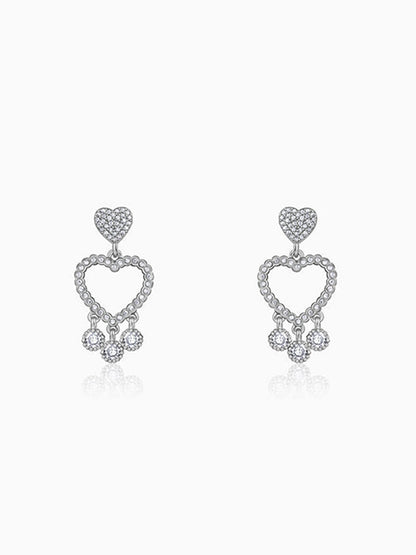 Silver Heart Dangler Earrings