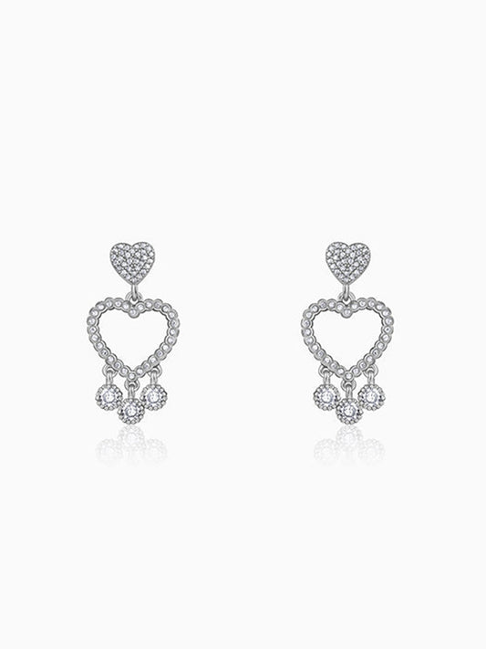 Silver Heart Dangler Earrings