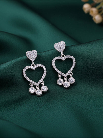 Silver Heart Dangler Earrings