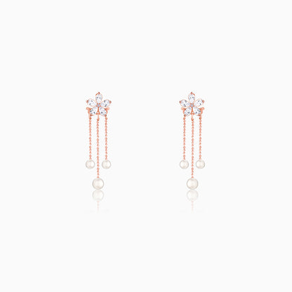 Rose Gold Pearl Dangler Earrings