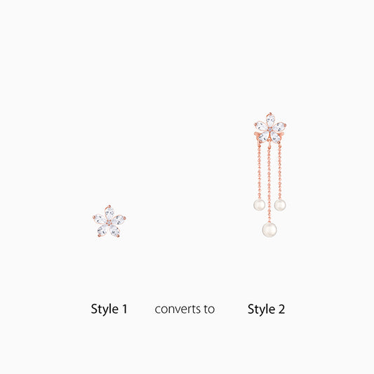 Rose Gold Pearl Dangler Earrings