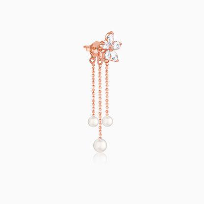 Rose Gold Pearl Dangler Earrings