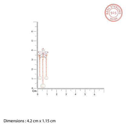 Rose Gold Pearl Dangler Earrings