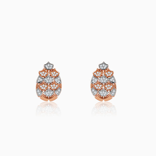 Dual Tone Oval Reef Silver Earring
