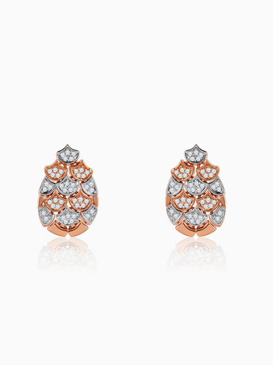 Dual Tone Oval Reef Silver Earrings