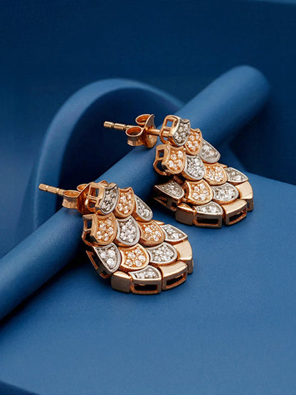 Dual Tone Oval Reef Silver Earrings