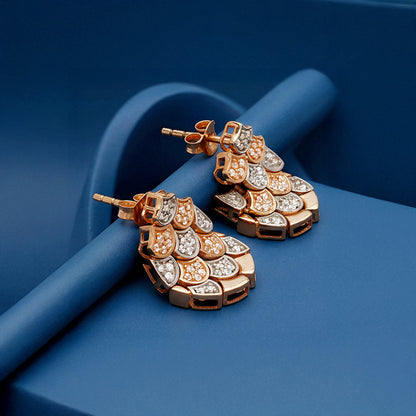 Dual Tone Oval Reef Silver Earrings