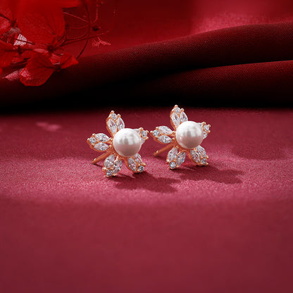 Rose Gold Byeol Pearl Earrings