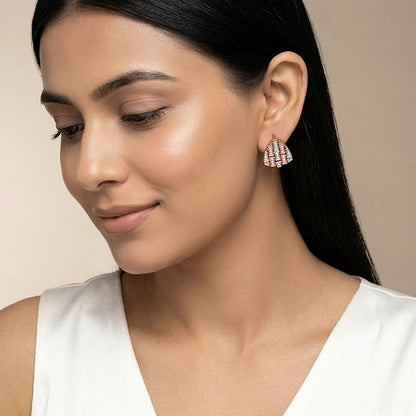 Dual Tone Eterna Arc Silver Earrings