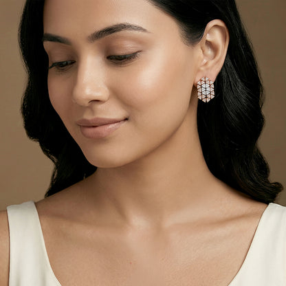 Dual Tone Aurora Angle Silver Earrings