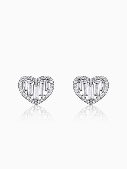 Silver Cute Heart Studs