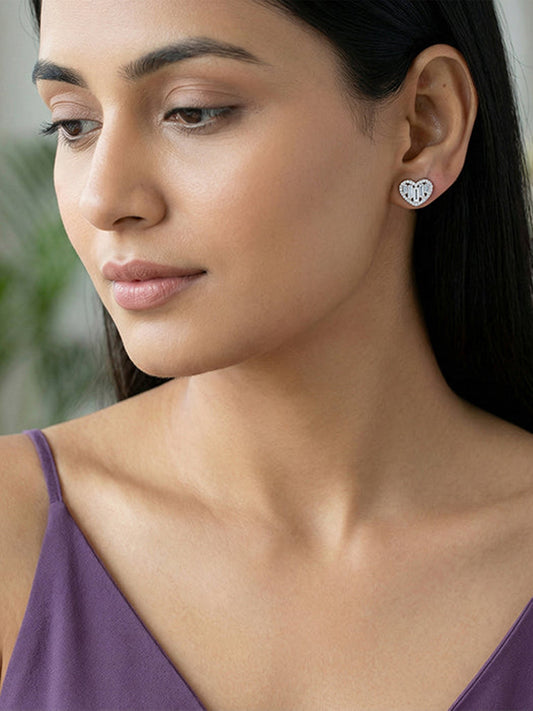 Silver Cute Heart Studs