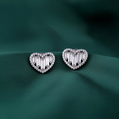 Silver Cute Heart Studs