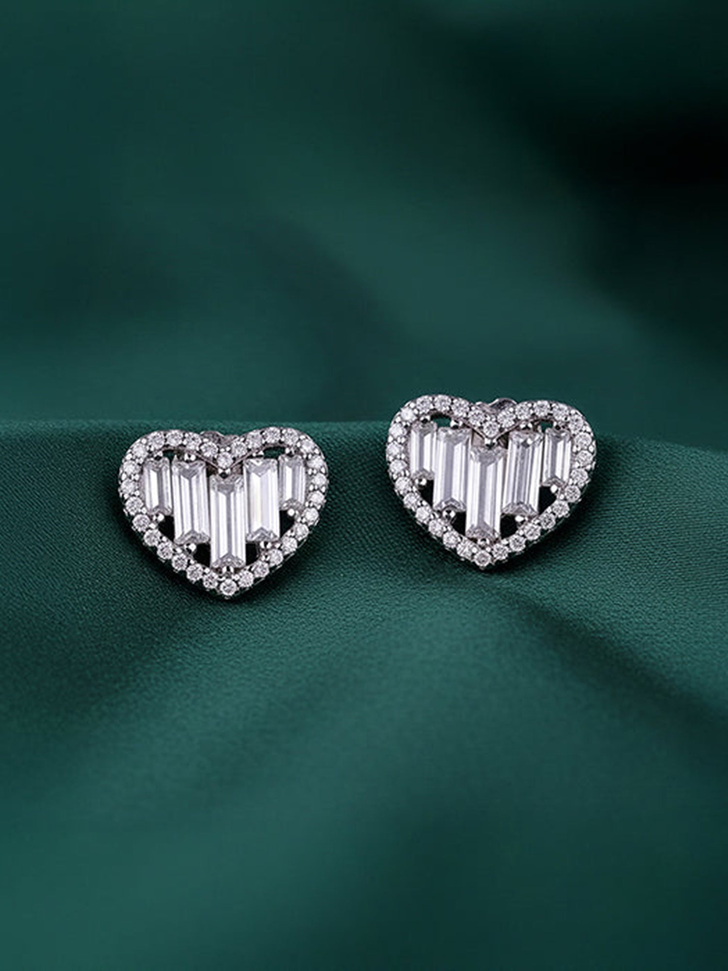 Silver Cute Heart Studs