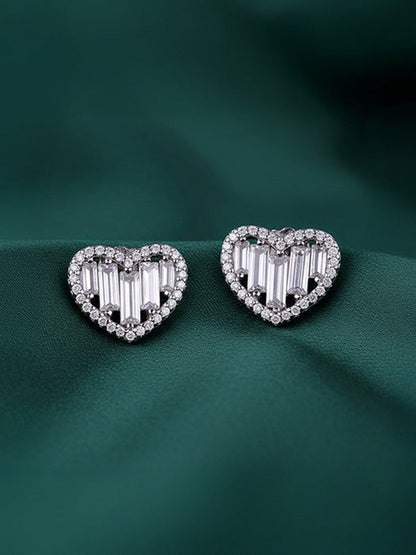 Silver Cute Heart Studs