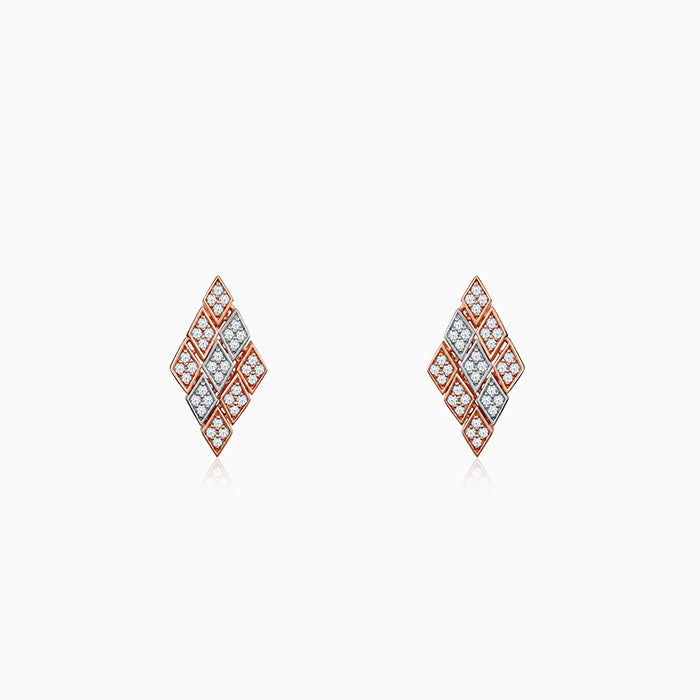 Dual Tone Celeste Facet Silver Earrings