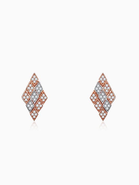Dual Tone Celeste Facet Silver Earrings