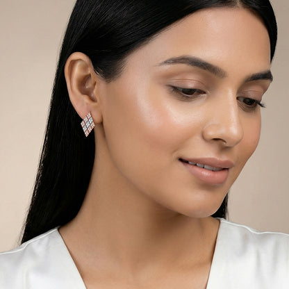 Dual Tone Celeste Facet Silver Earrings