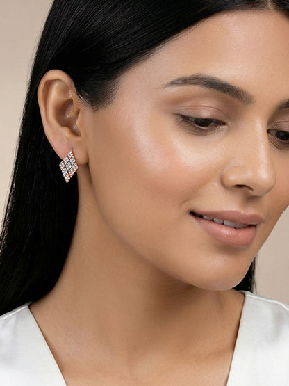 Dual Tone Celeste Facet Silver Earrings