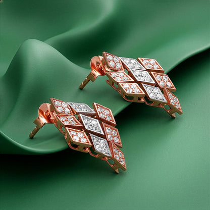 Dual Tone Celeste Facet Silver Earrings