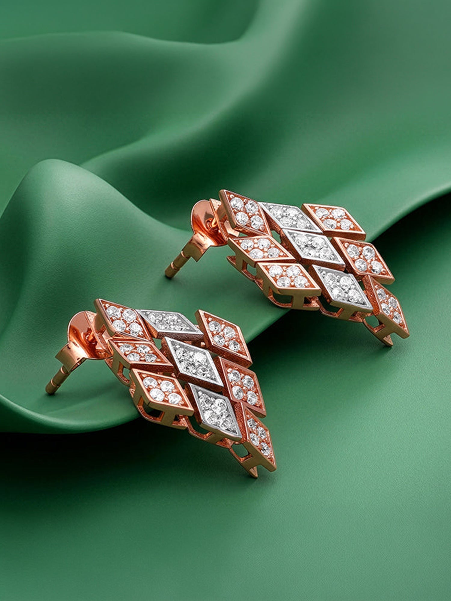 Dual Tone Celeste Facet Silver Earrings