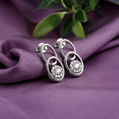 Silver Charming Oval Earrings