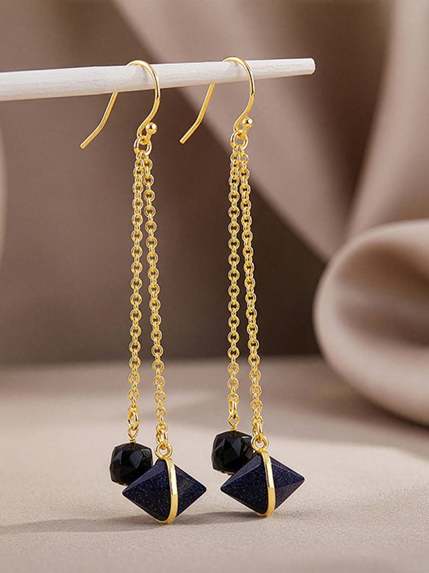 Golden Midnight Drop Dangler Earrings
