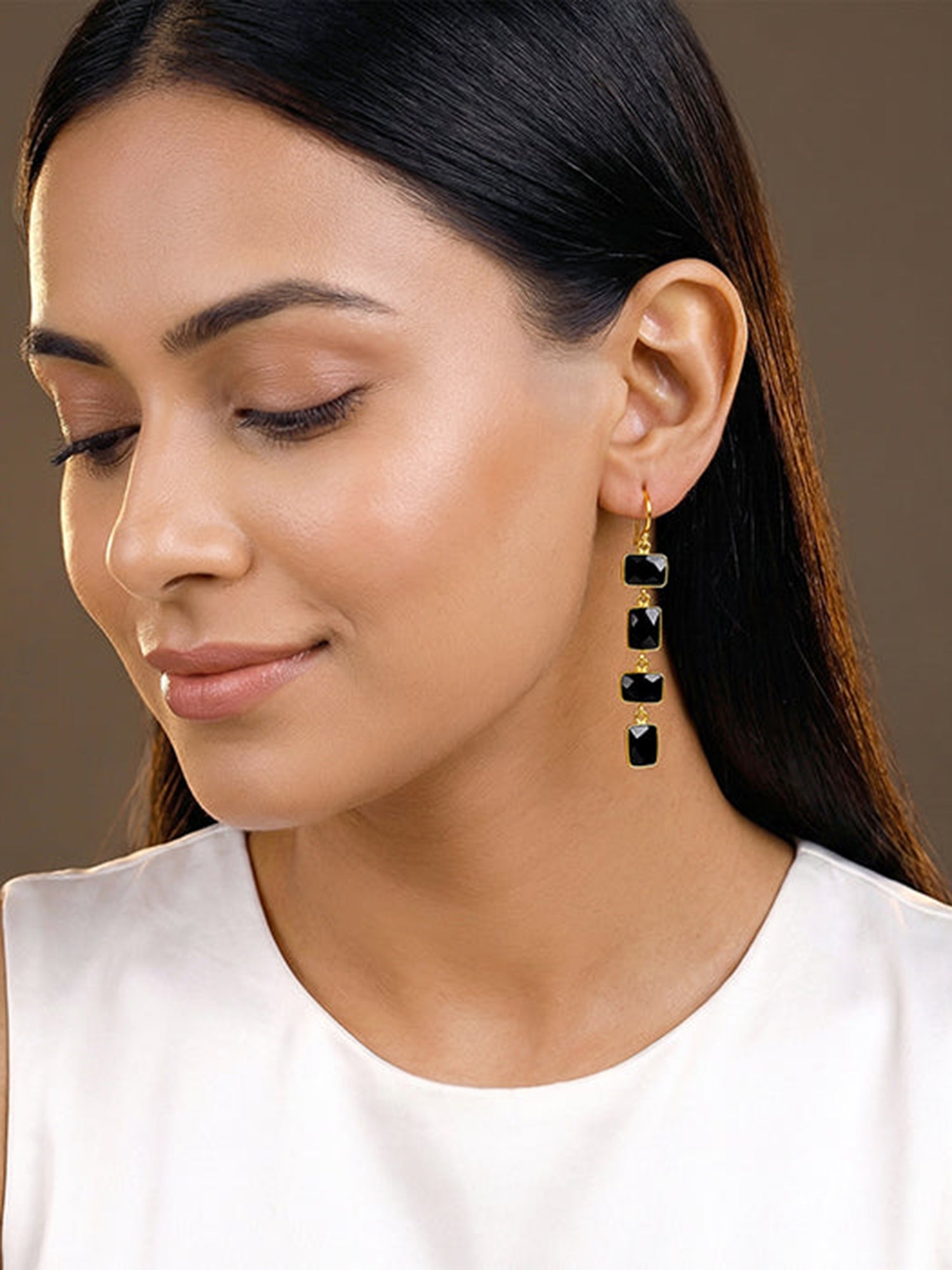 Golden Naga Noir Dangler Earrings