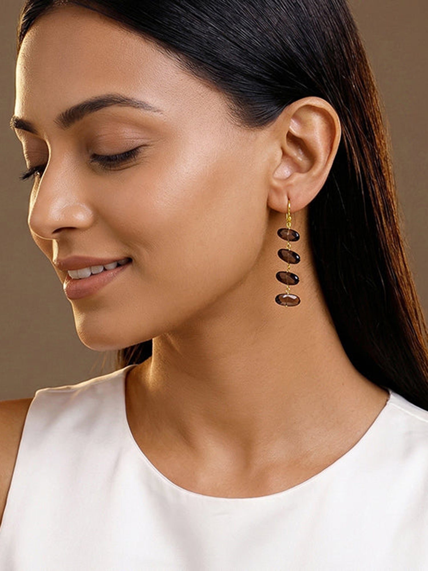 Golden Smoky Cascade Dangler Earrings