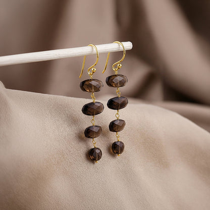 Golden Smoky Cascade Dangler Earrings