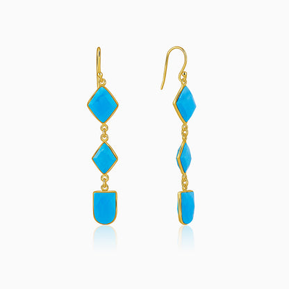 Golden Turquoise Drift Dangler Earrings