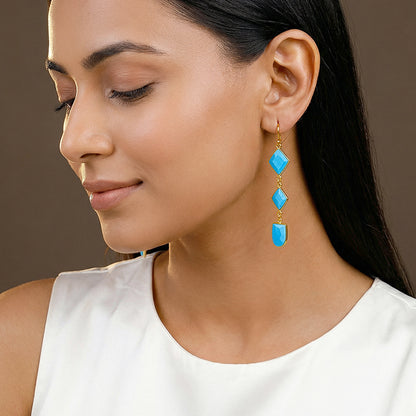 Golden Turquoise Drift Dangler Earrings