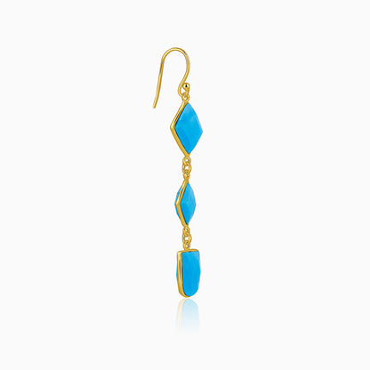 Golden Turquoise Drift Dangler Earrings
