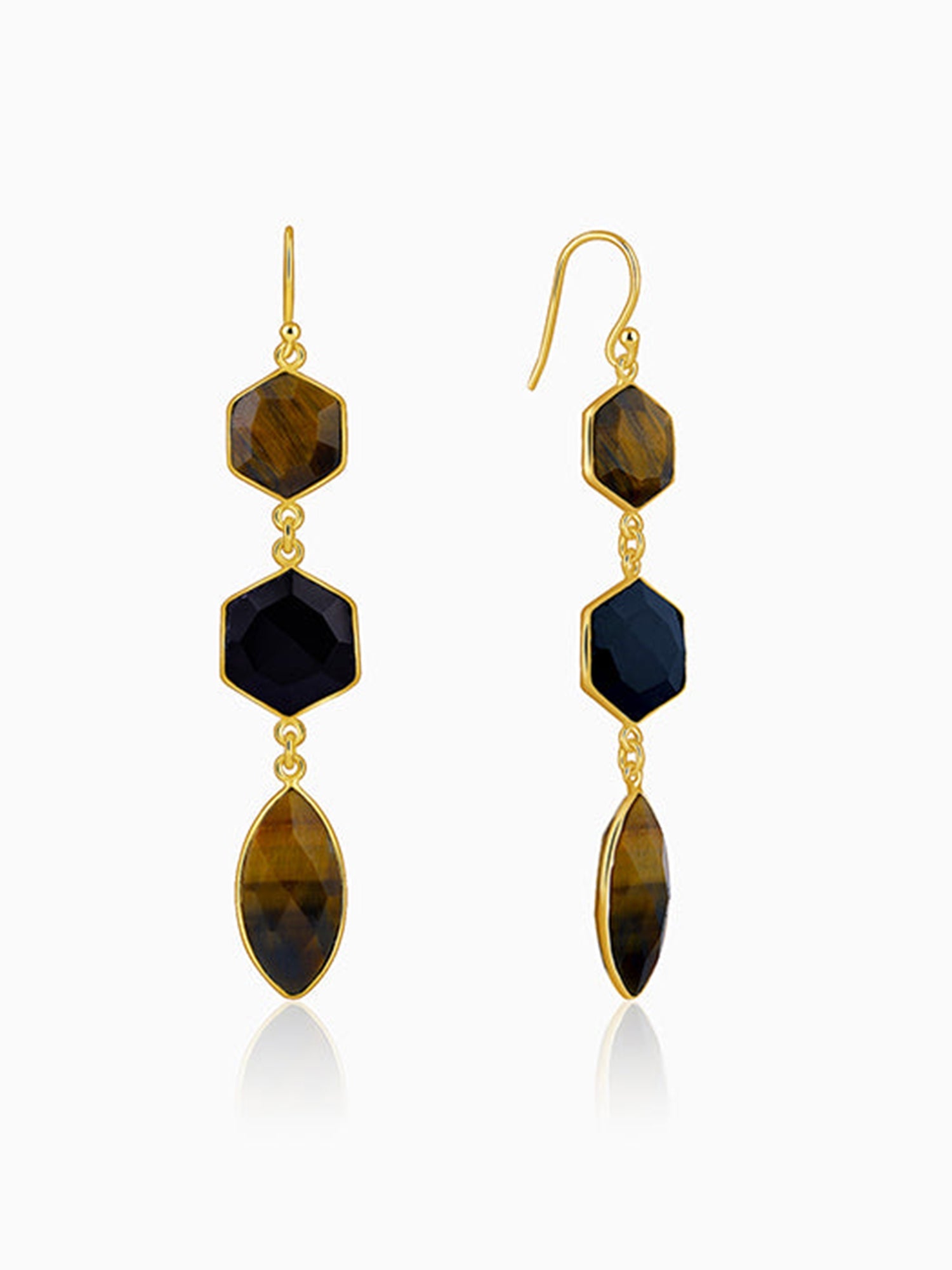 Golden Onyx Flame Dangler Earrings