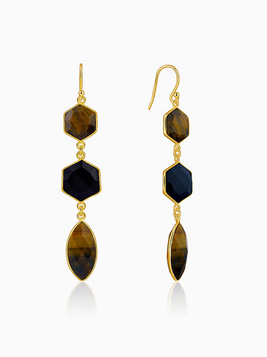 Golden Onyx Flame Dangler Earrings