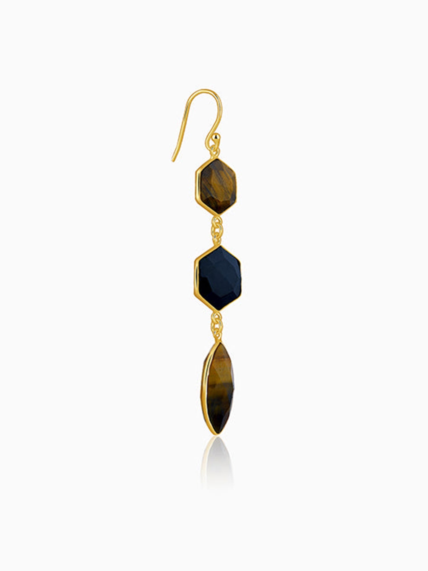 Golden Onyx Flame Dangler Earrings