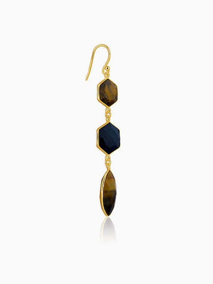 Golden Onyx Flame Dangler Earrings