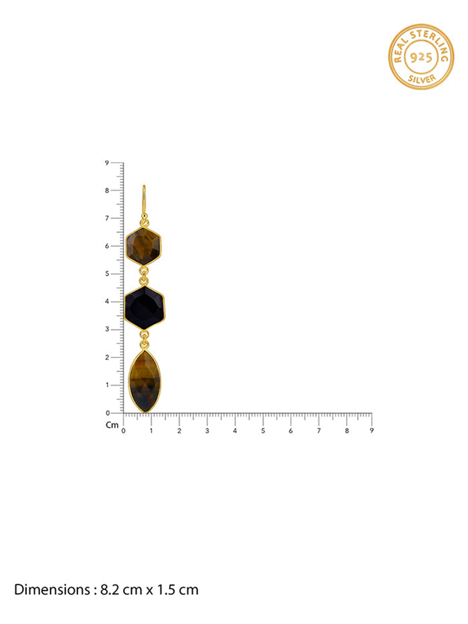 Golden Onyx Flame Dangler Earrings