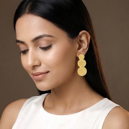 Golden Trinity Orbit Dangler Earrings