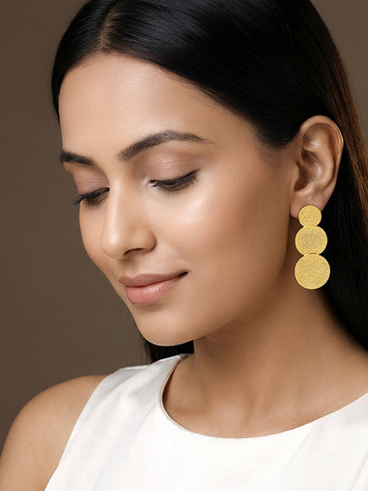 Golden Trinity Orbit Dangler Earrings